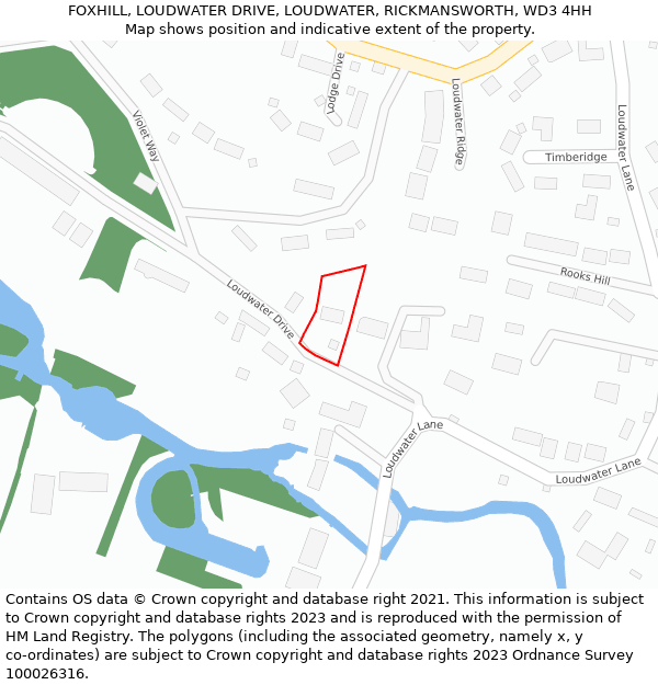 FOXHILL, LOUDWATER DRIVE, LOUDWATER, RICKMANSWORTH, WD3 4HH: Location map and indicative extent of plot