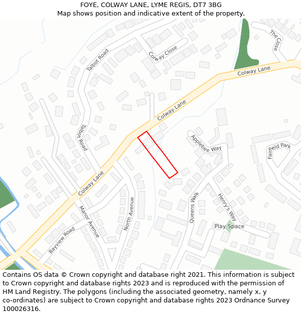 FOYE, COLWAY LANE, LYME REGIS, DT7 3BG: Location map and indicative extent of plot