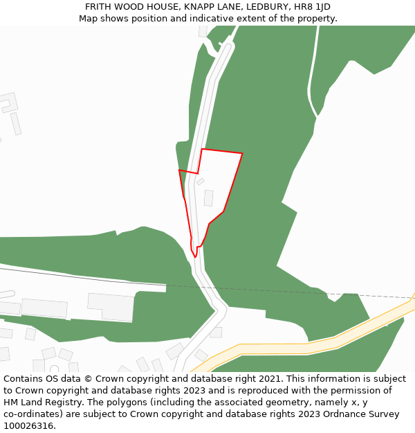 FRITH WOOD HOUSE, KNAPP LANE, LEDBURY, HR8 1JD: Location map and indicative extent of plot