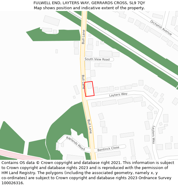 FULWELL END, LAYTERS WAY, GERRARDS CROSS, SL9 7QY: Location map and indicative extent of plot