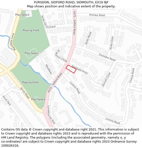 FURSDON, SIDFORD ROAD, SIDMOUTH, EX10 9JF: Location map and indicative extent of plot