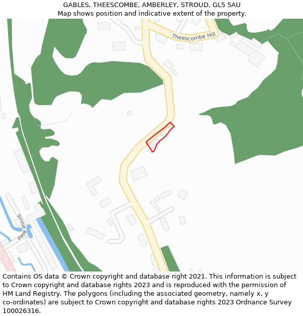 GABLES, THEESCOMBE, AMBERLEY, STROUD, GL5 5AU: Location map and indicative extent of plot