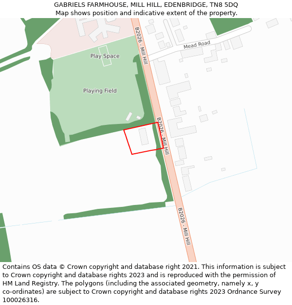 GABRIELS FARMHOUSE, MILL HILL, EDENBRIDGE, TN8 5DQ: Location map and indicative extent of plot