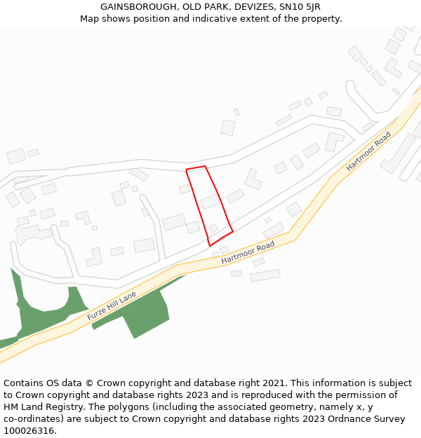 GAINSBOROUGH, OLD PARK, DEVIZES, SN10 5JR: Location map and indicative extent of plot