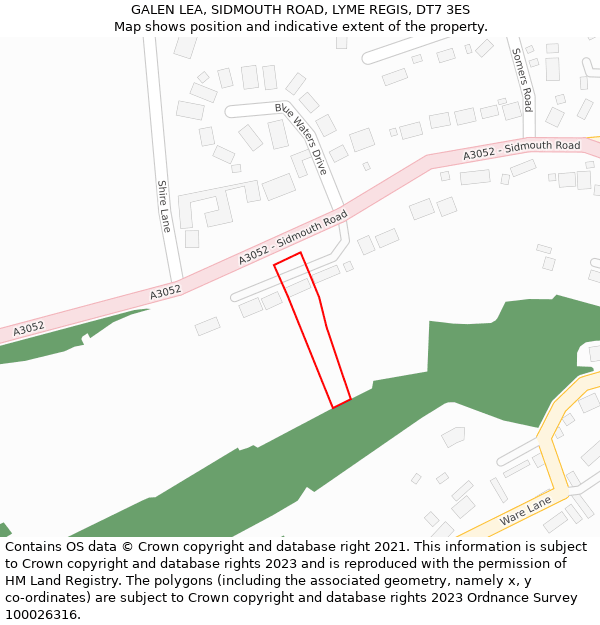GALEN LEA, SIDMOUTH ROAD, LYME REGIS, DT7 3ES: Location map and indicative extent of plot