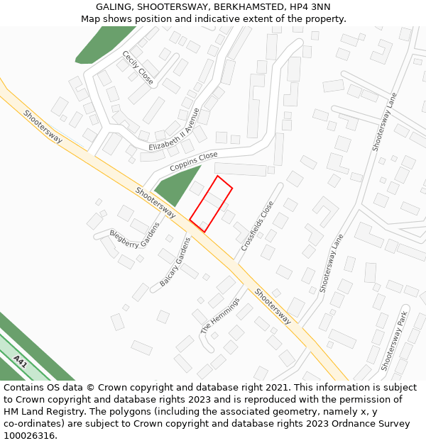 GALING, SHOOTERSWAY, BERKHAMSTED, HP4 3NN: Location map and indicative extent of plot