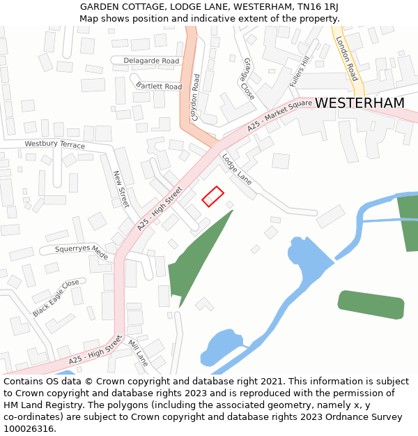 GARDEN COTTAGE, LODGE LANE, WESTERHAM, TN16 1RJ: Location map and indicative extent of plot