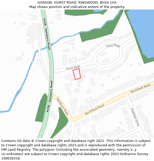 GARSON, HURST ROAD, RINGWOOD, BH24 1AX: Location map and indicative extent of plot