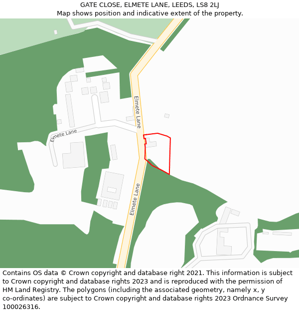 GATE CLOSE, ELMETE LANE, LEEDS, LS8 2LJ: Location map and indicative extent of plot