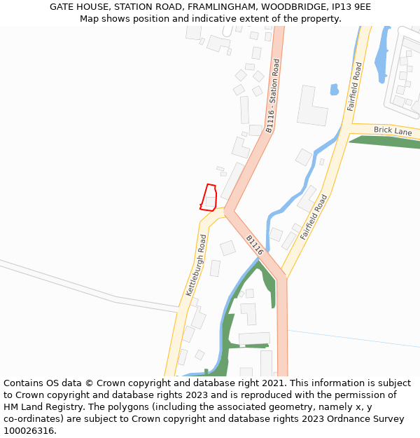 GATE HOUSE, STATION ROAD, FRAMLINGHAM, WOODBRIDGE, IP13 9EE: Location map and indicative extent of plot