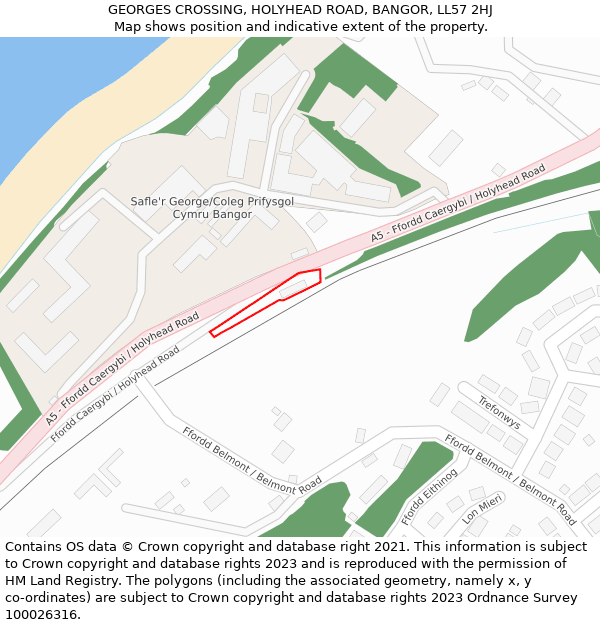 GEORGES CROSSING, HOLYHEAD ROAD, BANGOR, LL57 2HJ: Location map and indicative extent of plot