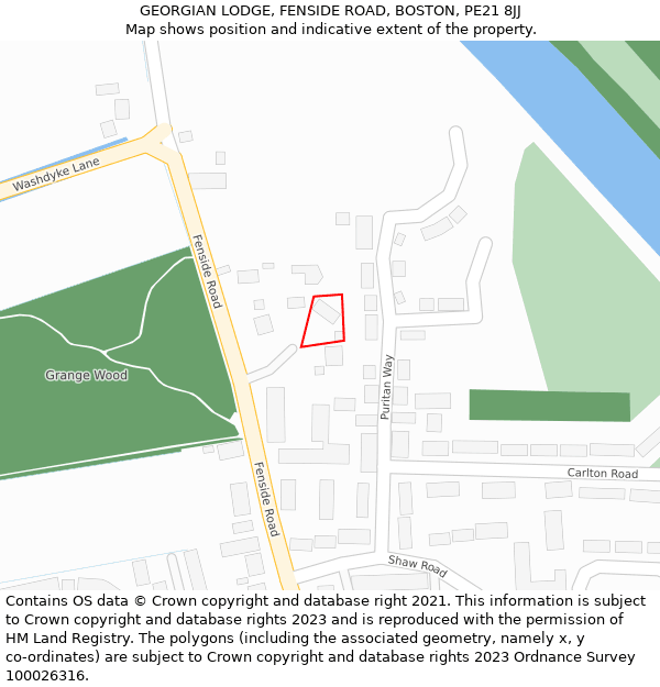 GEORGIAN LODGE, FENSIDE ROAD, BOSTON, PE21 8JJ: Location map and indicative extent of plot