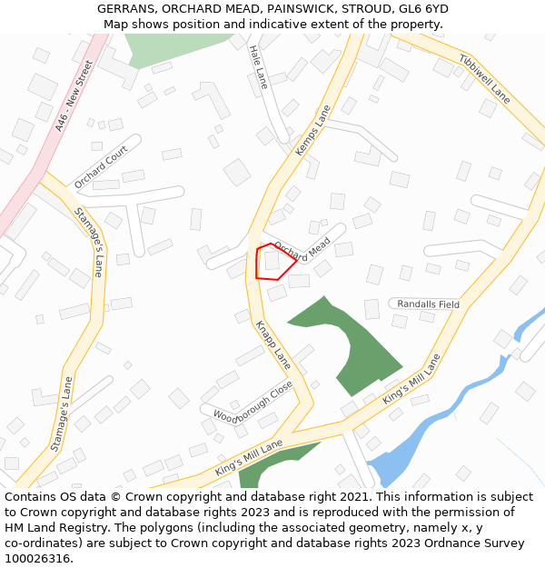GERRANS, ORCHARD MEAD, PAINSWICK, STROUD, GL6 6YD: Location map and indicative extent of plot
