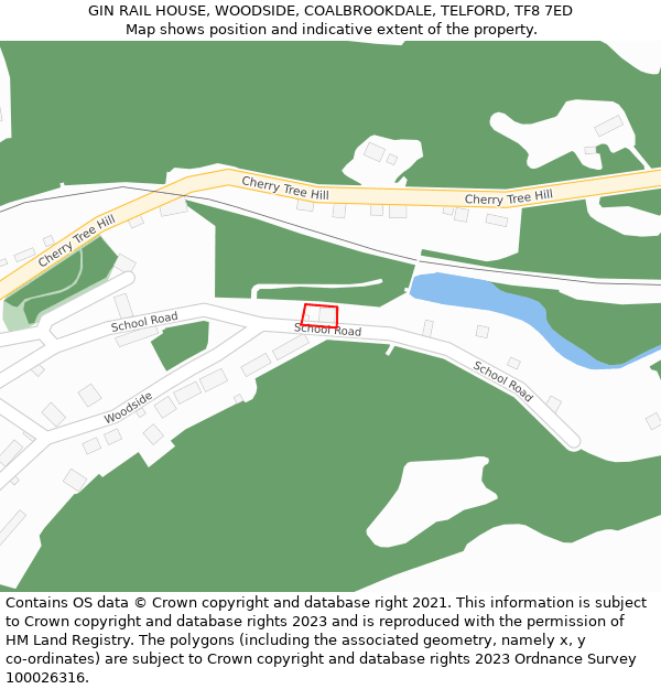 GIN RAIL HOUSE, WOODSIDE, COALBROOKDALE, TELFORD, TF8 7ED: Location map and indicative extent of plot