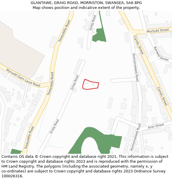 GLANTAWE, GRAIG ROAD, MORRISTON, SWANSEA, SA6 8PG: Location map and indicative extent of plot