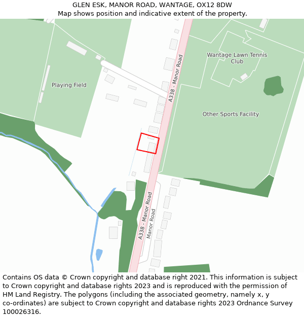GLEN ESK, MANOR ROAD, WANTAGE, OX12 8DW: Location map and indicative extent of plot