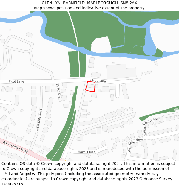 GLEN LYN, BARNFIELD, MARLBOROUGH, SN8 2AX: Location map and indicative extent of plot