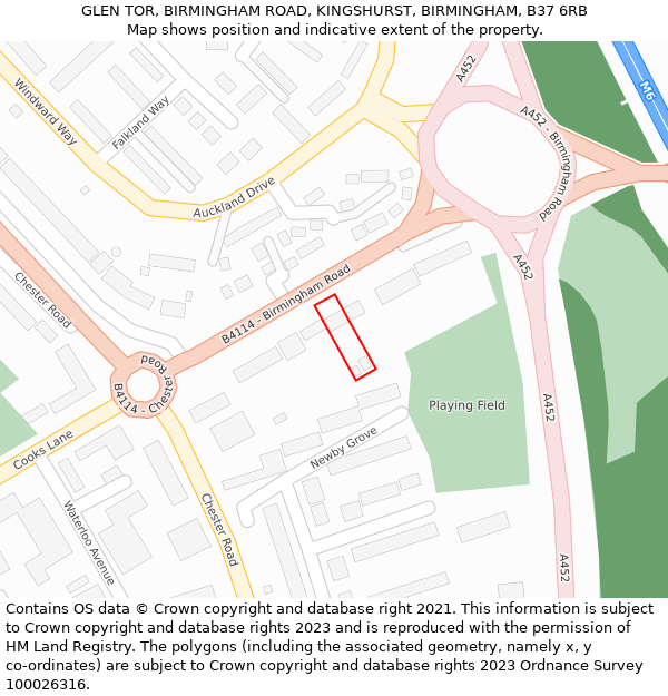 GLEN TOR, BIRMINGHAM ROAD, KINGSHURST, BIRMINGHAM, B37 6RB: Location map and indicative extent of plot