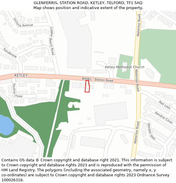 GLENFERRIS, STATION ROAD, KETLEY, TELFORD, TF1 5AQ: Location map and indicative extent of plot