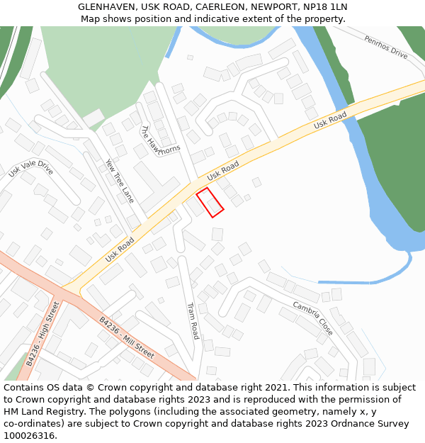GLENHAVEN, USK ROAD, CAERLEON, NEWPORT, NP18 1LN: Location map and indicative extent of plot