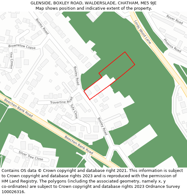 GLENSIDE, BOXLEY ROAD, WALDERSLADE, CHATHAM, ME5 9JE: Location map and indicative extent of plot