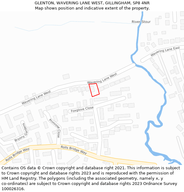 GLENTON, WAVERING LANE WEST, GILLINGHAM, SP8 4NR: Location map and indicative extent of plot