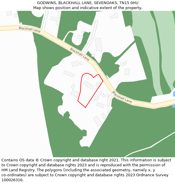 GODWINS, BLACKHALL LANE, SEVENOAKS, TN15 0HU: Location map and indicative extent of plot