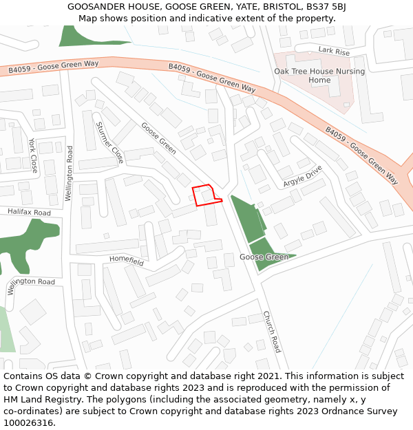 GOOSANDER HOUSE, GOOSE GREEN, YATE, BRISTOL, BS37 5BJ: Location map and indicative extent of plot