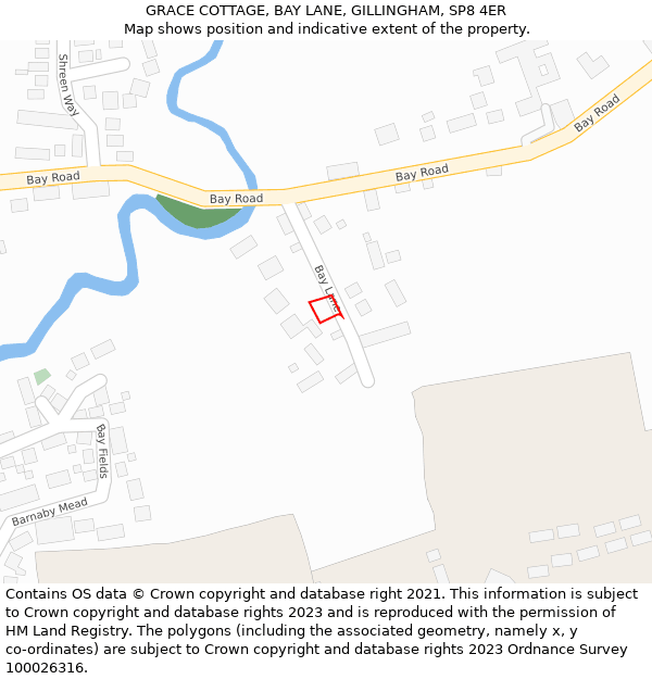 GRACE COTTAGE, BAY LANE, GILLINGHAM, SP8 4ER: Location map and indicative extent of plot