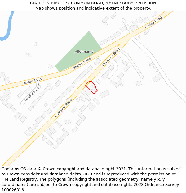 GRAFTON BIRCHES, COMMON ROAD, MALMESBURY, SN16 0HN: Location map and indicative extent of plot