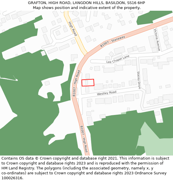 GRAFTON, HIGH ROAD, LANGDON HILLS, BASILDON, SS16 6HP: Location map and indicative extent of plot