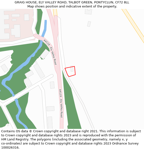 GRAIG HOUSE, ELY VALLEY ROAD, TALBOT GREEN, PONTYCLUN, CF72 8LL: Location map and indicative extent of plot