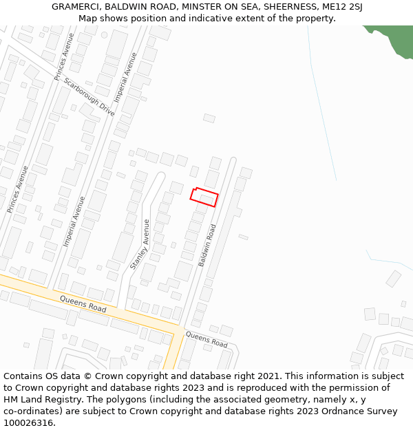 GRAMERCI, BALDWIN ROAD, MINSTER ON SEA, SHEERNESS, ME12 2SJ: Location map and indicative extent of plot