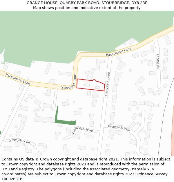GRANGE HOUSE, QUARRY PARK ROAD, STOURBRIDGE, DY8 2RE: Location map and indicative extent of plot