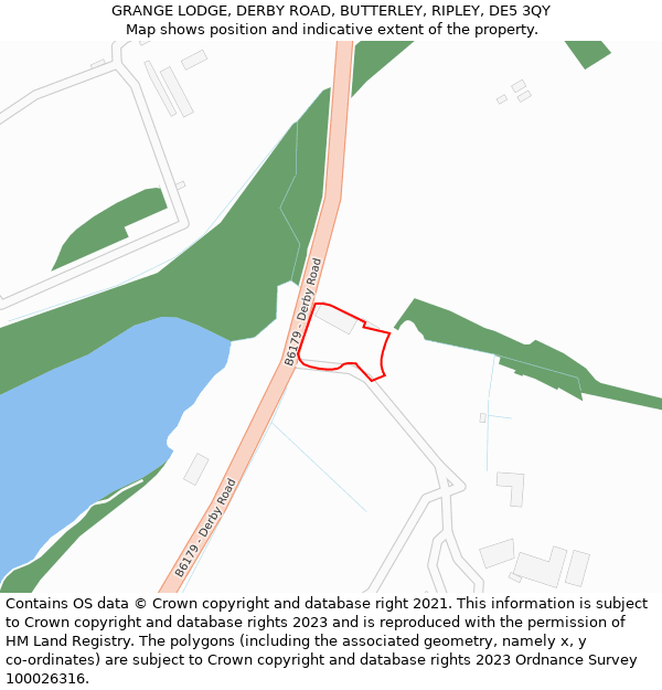 GRANGE LODGE, DERBY ROAD, BUTTERLEY, RIPLEY, DE5 3QY: Location map and indicative extent of plot