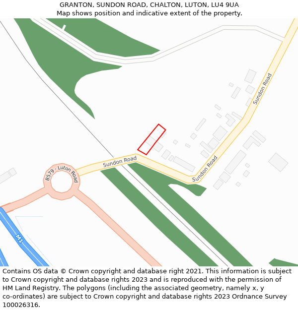 GRANTON, SUNDON ROAD, CHALTON, LUTON, LU4 9UA: Location map and indicative extent of plot