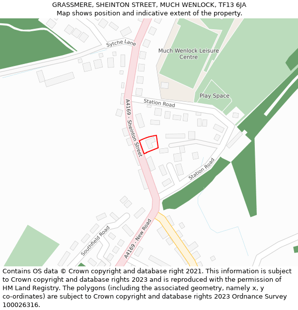 GRASSMERE, SHEINTON STREET, MUCH WENLOCK, TF13 6JA: Location map and indicative extent of plot