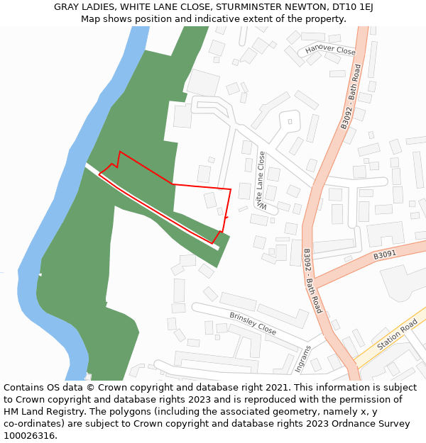 GRAY LADIES, WHITE LANE CLOSE, STURMINSTER NEWTON, DT10 1EJ: Location map and indicative extent of plot