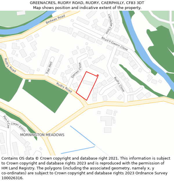 GREENACRES, RUDRY ROAD, RUDRY, CAERPHILLY, CF83 3DT: Location map and indicative extent of plot