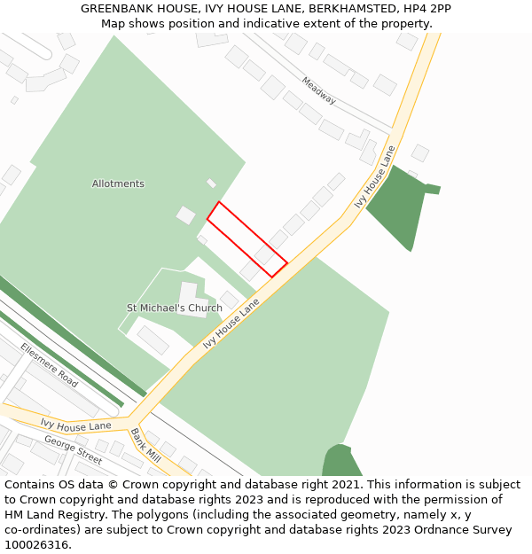 GREENBANK HOUSE, IVY HOUSE LANE, BERKHAMSTED, HP4 2PP: Location map and indicative extent of plot