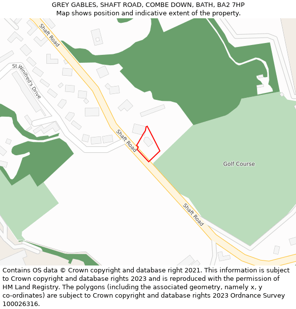 GREY GABLES, SHAFT ROAD, COMBE DOWN, BATH, BA2 7HP: Location map and indicative extent of plot