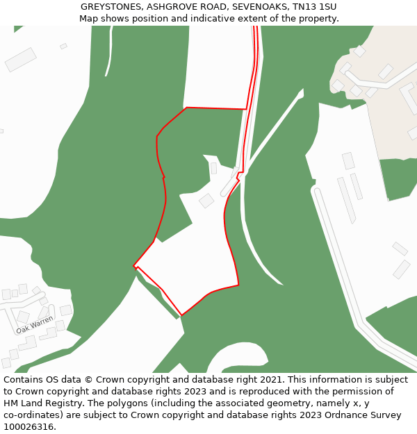 GREYSTONES, ASHGROVE ROAD, SEVENOAKS, TN13 1SU: Location map and indicative extent of plot