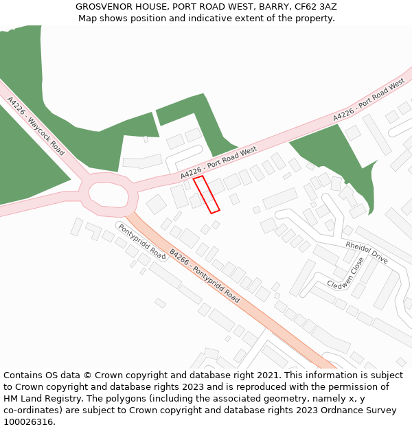 GROSVENOR HOUSE, PORT ROAD WEST, BARRY, CF62 3AZ: Location map and indicative extent of plot