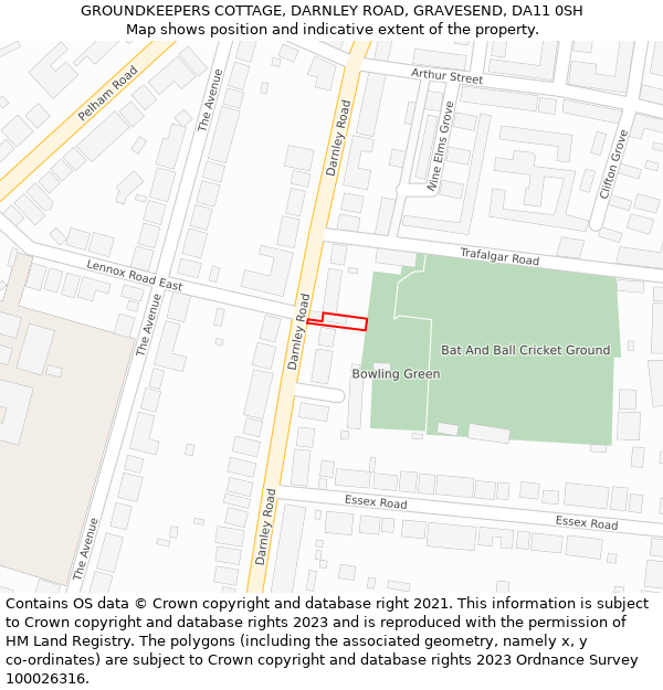 GROUNDKEEPERS COTTAGE, DARNLEY ROAD, GRAVESEND, DA11 0SH: Location map and indicative extent of plot
