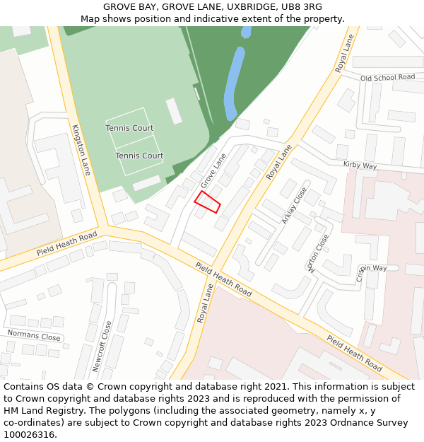 GROVE BAY, GROVE LANE, UXBRIDGE, UB8 3RG: Location map and indicative extent of plot