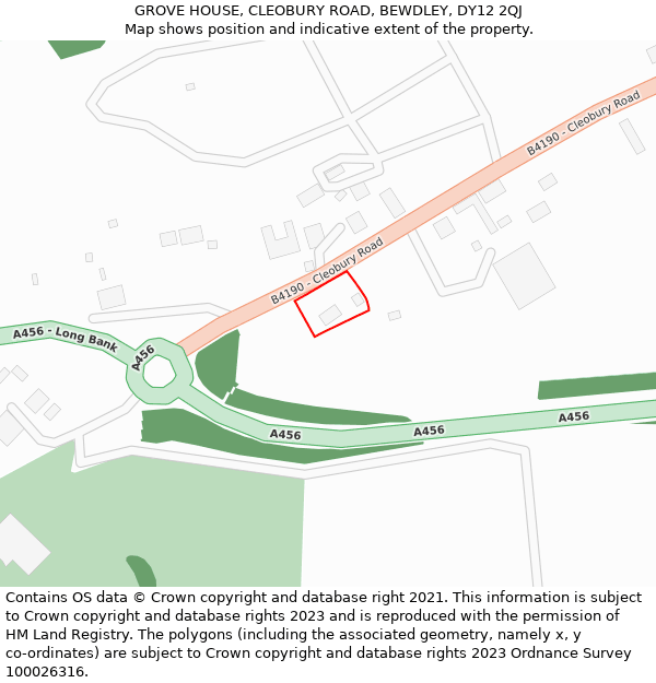 GROVE HOUSE, CLEOBURY ROAD, BEWDLEY, DY12 2QJ: Location map and indicative extent of plot