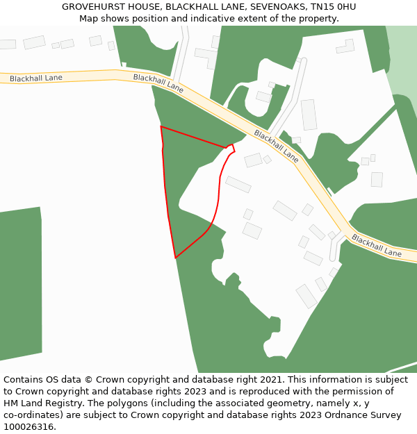 GROVEHURST HOUSE, BLACKHALL LANE, SEVENOAKS, TN15 0HU: Location map and indicative extent of plot