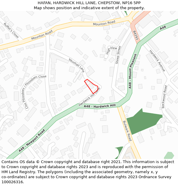 HAFAN, HARDWICK HILL LANE, CHEPSTOW, NP16 5PP: Location map and indicative extent of plot