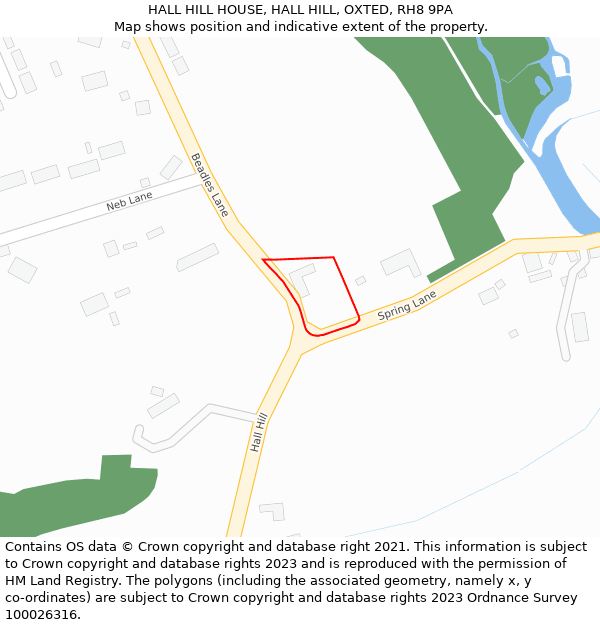 HALL HILL HOUSE, HALL HILL, OXTED, RH8 9PA: Location map and indicative extent of plot