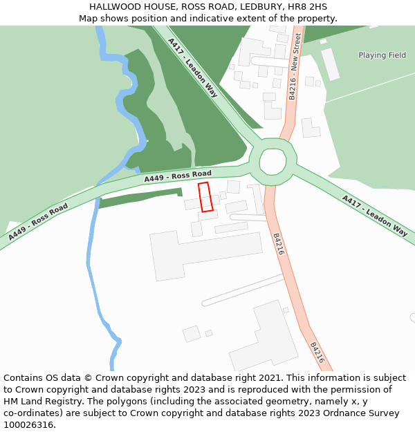 HALLWOOD HOUSE, ROSS ROAD, LEDBURY, HR8 2HS: Location map and indicative extent of plot